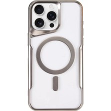Newface Apple iPhone 16 Pro Max Kılıf Boyi Magsafe Silikon Kapak - Gümüş