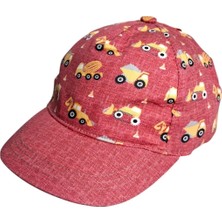 Spteks Kitti 1-3 Yaş Erkek Bebek Bordo Renk Baskı Desenli Rahat Yazlık Kep Şapka