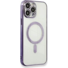 Newface Apple iPhone 13 Pro Kılıf Magneticsafe Lazer Silikon - Mor