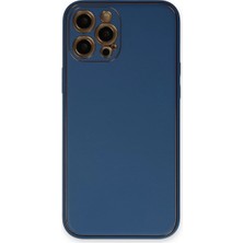 Newface Apple iPhone 12 Pro Max Kılıf Coco Deri Silikon Kapak - Açık Mavi