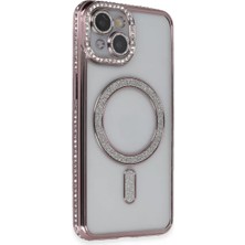 Newface Apple iPhone 13 Kılıf Joke Simli Magneticsafe Kılıf - Pembe