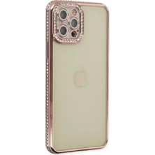 Newface Apple iPhone 12 Pro Kılıf Joke Taşlı Silikon - Pembe