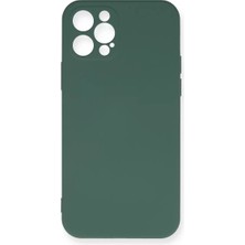 Newface Apple iPhone 12 Pro Max Kılıf Nano Içi Kadife Silikon - Koyu Yeşil