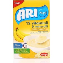 Arı Mama Arı Kaşık Maması Sütlü Muzlu Pirinç Unu 200 gr 9-12 Ay İçin 6 Paket Besleyici İçerik
