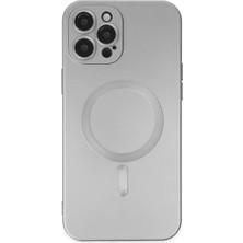 Newface Apple iPhone 12 Pro Max Kılıf Moshi Lens Magneticsafe Silikon - Gümüş