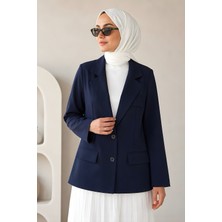 İmaj Butik Lacivert Astarlı Blazer Dabıl Ceket