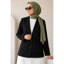 İmaj Butik Siyah Astarlı Blazer Dabıl Ceket