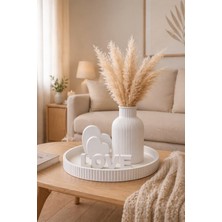 Esenliwe 3D Baskı Modern Vazo Seti | Pampas Otlu Sehpa Dekoru Salon & Oturma Odası Süsü