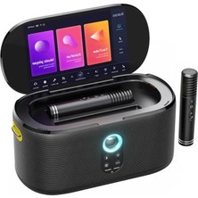 Cekar Store Ikarao Yetişkinler Için Karaoke Makinesi, Şarkı Sözleri Ekranlı, 10.1 Inç Ekran, 280W, 2+2 Kanal, 2 Kablosuz Mikrofon, Autotune Eq, Kendinden Şarjlı, Karafun Prime ile Taşınabilir Ev Karaoke Sistemi