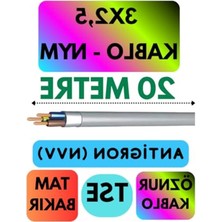 Cekar Store Öznur 3x2,5 Antigron (Nym) Kablo, 20 Metre, Gri