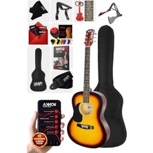 Cekar Store Midex RG-550SB Pack Kaliteli Sunburs 40 Inç Akustik Gitar Seti 4/4 Yetişkin