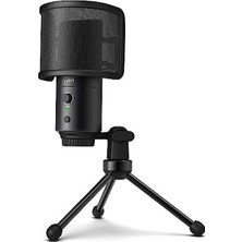 Cekar Store Fıfıne Mikrofon Pc Kondansatör, Tip A/c USB Mikrofon Mac Ps4 Ps5 Için, Standlı Mikrofon, Pop Filtre, Sessize Alma Düğmesi, Kulaklık Bağlantısı
