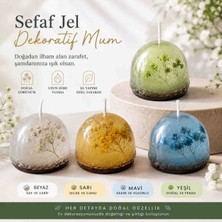 CAN Life Collection Şeffaf Jel Dekoratif Mum | El Yapımı Çiçekli Tasarım Mum | Uzun Süre Yanan Dekoratif Mum | Beyaz Sarı Mavi Yeşil