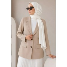 İmaj Butik Bej Astarlı Blazer Dabıl Ceket