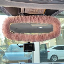 Peluş Dikiz Ayna Kılıfı Süs Pudra Pembe