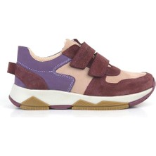 Ortopedikal 3880 Rakerplus Hakiki Deri Bordo Pembe Mor Çocuk Sneakers Spor Ayakkabı Cırtlı