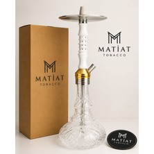 Matiat Tobacco Beyaz Gold Premium Nargile Takımı Çelik Gövde Kristal Cam Şişe