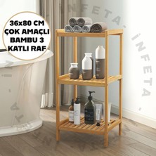 İnfeta 36X32X80CM Bambu Üç Katlı Çok Amaçlı Raf Organizer-Bitki Standı, Mutfak Banyo Rafı Organizer Kitaplık