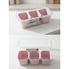Hobby Life 3 Bölmeli Çok Amaçlı Organizer Kutu – 1.8 Litre | Şeffaf Kapaklı & Kilitli Düzenleyici Pembe