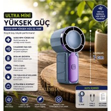 Kalemhane Ultra Mini Ultra Güç El Fanı- 5 Kademeli  Gri