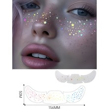 Kurbaa Hologramlı Yıldız Desenli Geçici Çil Dövmesi Festival Makyaj Konser Için Yüz Dövmesi Parıldayan Yıldızlı Hologram Çil