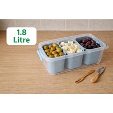 Hobby Life 3 Bölmeli Çok Amaçlı Organizer Kutu – 1.8 Litre | Şeffaf Kapaklı & Kilitli Düzenleyici Mavi