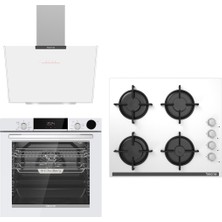 Tecna  White Star Af 8093B Steamtec+ Airfry Özellikli Buhar Destekli Ankastre Fırın + 604BC+ Dokunmatik Dekoratif Camlı Davlumbaz