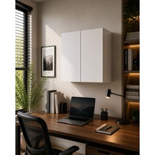 DUYAMO 3 Raflı Çok Amaçlı Kitaplık Mat Beyaz Mdf Lam 69X55X25 cm Yavaşlatıcılı Kapaklı