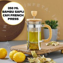 İnfeta 350 ml Cam French Press Bambu Saplı Filtre Kahve ve Bitki Çayı Demliği