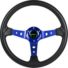 Gümrük Bey Universal 14” Mavi Derin Tasarım Yarış Direksiyonu – 350 Mm, 6 Cıvata, Korna Düğmeli
