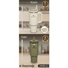 Stanley Quencher 40 Oz Uyumlu Sızdırmaz Yedek Kapak – Flip Katlanabilir Pipetli Termos Kapağı - Haki Yeşil