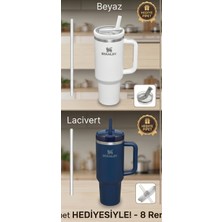Stanley Quencher 40 Oz Uyumlu Sızdırmaz Yedek Kapak – Flip Katlanabilir Pipetli Termos Kapağı - Lacivert