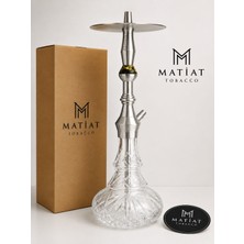 Matiat Tobacco Klasik Metal Nargile Takımı Kristal Cam Şişe Premium Çelik Gövde