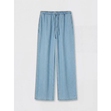 LC Waikiki Lcw Comfort Indigo Beli Lastikli Wideleg Kadın Jean Pantolon