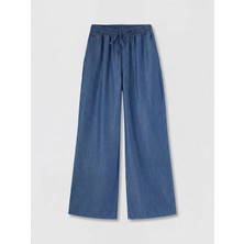 LC Waikiki Lcw Modest Indigo Beli Lastikli Wideleg Kadın Jean Pantolon
