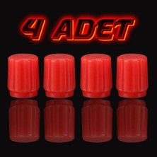 ALMITAL 4 Adet Fosforlu Kırmızı Işıklı Sibop Kapağı - Gece Parlayan Araç, Motosiklet ve Bisiklet Sibop Kapağı Seti