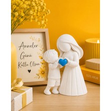 Tilekey Seramik Anneler Günü Anne Erkek Çocuk Biblo | 3D Baskı Dekoratif Anne Çocuk Hediyesi