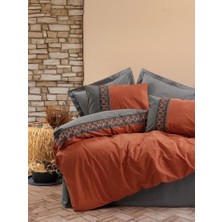 Mulvxurg  URG02  Folk Art Çift Kişilik Nevresim Takımı Tamaya Kiremit (Mulvix)