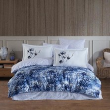 Mulvxurg  URG02  Premium Deluxe 300TC Çift Kişilik Saten Nevresim Takımı Lilian Mavi (Mulvix)