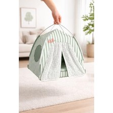 Cekar Store Busstier Katlanabilir Yazlık Kedi Evi File Panelli Taşınabilir Minderli Evcil Hayvan Çadırı 35X35X35 cm Iç Minderli Nefes Alabilir Taşınabilir Kedi Köpek Evi Konforlu Uyku Alanı (Yeşil)
