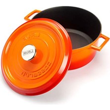 Cekar Store Lava Döküm Yuvarlak Tencere, Trendy, 28 Cm, 6.71 L Hacim, Turuncu