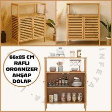İnfeta 66X33X85CM Çok Amaçlı Ahşap Dolap Raflı Mutfak Dolabı,kahve Köşesi,banyo Dolabı Organizer