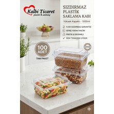 Kalbi Ticaret Plastik Saklama Kabı 1000 gr 100'LÜ Yüksek Kapaklı Plastik Kurabiye Kabı Şeffaf Sızdırmaz Kap
