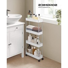 Songmıcs Arabası, 4 Seviyeli Mutfak Arabası, Mutfak Rafı, Tekerlekli Niş Rafı, Banyo Rafı, Yerden Tasarruf Sağlayan, Beyaz