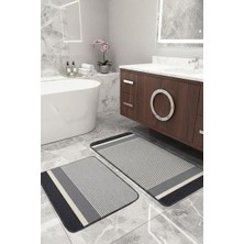 Banyo Paspası 2’li Set Yıkanabilir Dokuma Yüzey Kaymaz Taban Klozet Takımı Banyo Halısı Paspas