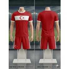 Rüya Vadisi Türkiye 2025-2026 Kırmızı-Beyaz Renk Ay Yıldız Temalı Özel Tasarım Milli Takım Çocuk Forma Seti 2li Set (Kod-03)