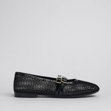 Shoe Lüks File Siyah Kadın Babet