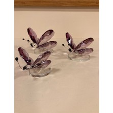 Dekoratif Kristal 3'lü Obje Renk Mor Çapları 10-9 ve 7 cm