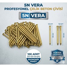 5N Vera 100'LÜ Beton Çivisi Ekonomik Seti | 2X30 mm + 3X30 mm Karışık Paket | Duvar ve Beton Uyumlu Çelik Çivi