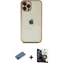 Pileli Store Pilelistore™ iPhone 12 Pro Max Kılıf Vadi Minimal - Şeffaf Temperli Cam Ekran Koruyucu + Shine Kamera Lens Koruma Cam - Gd